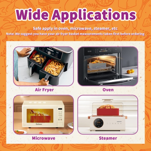 2Pcs Loleik Silicone Air Fryer Liners for Ninja Foodi Dual DZ201/DZ401, Reusable Rectangular Airfryer Accessories Basket wit