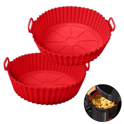 Air Fryer Silicone Pot, XIILSIE 2 Pcs Air Fryer Silicone Liners Food Safe Non Stick Air fryers Basket Oven Accessories, Reus