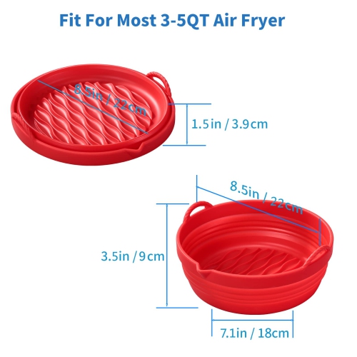 Air Fryer Silicone Pot, 8.5inch 2Pack Foldable Air Fryer Silicone Liners, Non Stick Food Safe Air Fryer Pad, Replacement of