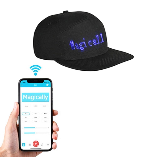Baseball Hat Casquette Led Hat Text Men Women Bluetooth Hats Caps Controlled by Phone for Party, Concert, Rally, Birthday(Bl