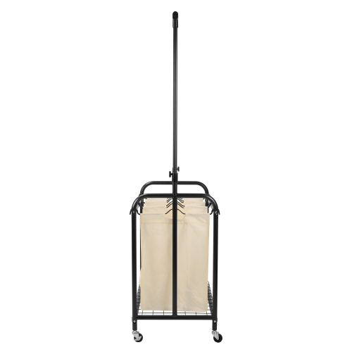 Oceanstar – panier de tri à roulettes pour la lessive, 3 sacs, avec barre de suspension ajustable, blanc