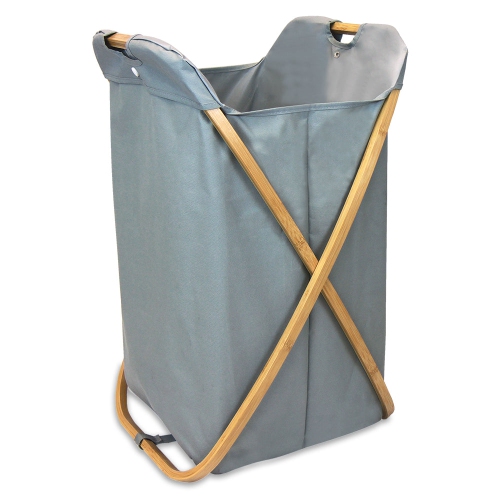 Oceanstar Bamboo Folding X-Frame Laundry Hamper Sorter