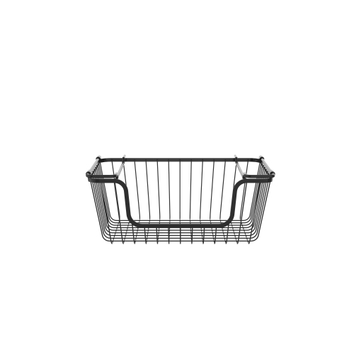 Oceanstar Stackable Metal Wire Storage Basket Set for Pantry, Countertop, Kitchen or Bathroom – Black, Set of 2