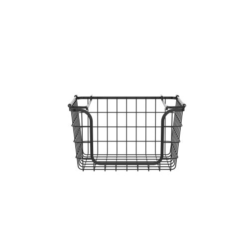 Oceanstar Stackable Metal Wire Storage Basket Set for Pantry, Countertop, Kitchen or Bathroom – Black, Set of 3