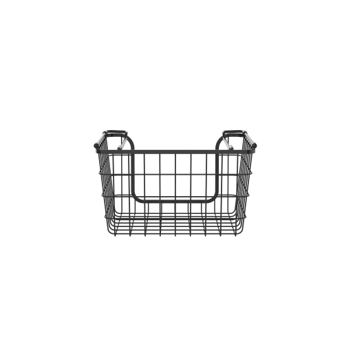Oceanstar Stackable Metal Wire Storage Basket Set for Pantry, Countertop, Kitchen or Bathroom – Black, Set of 3