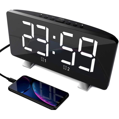 AXGEAR  Meowoo Led Digital Alarm Clock, USB Chargable Music Electronic Alarm Clock