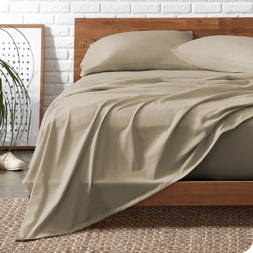 Bare Home Organic Flannel Sheet Set 100% Cotton, Velvety Soft Heavyweight - Double Brushed - Deep Pocket