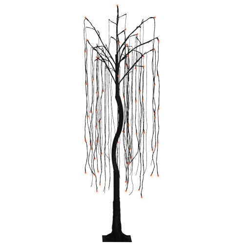 HOMCOM  5 Ft Artificial Willow Tree Light With Pre-Lit Led Light for Home Party, Indoor And Covered Outdoor Use