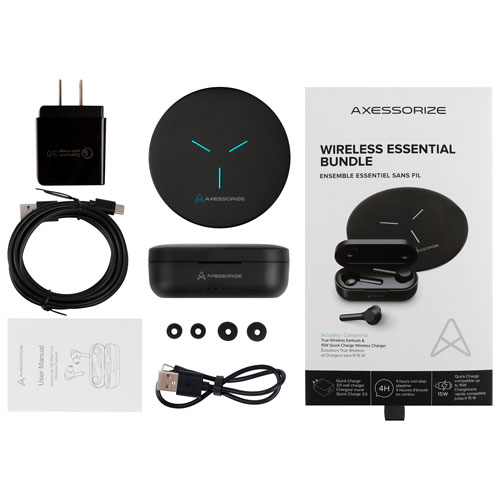 Axessorize Essential Bundle In-Ear Truly Wireless Headphones with Wireless Charger