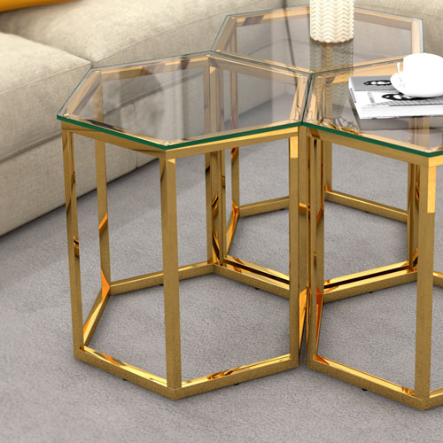 Fleur Contemporary Hexagon Accent Table - Gold