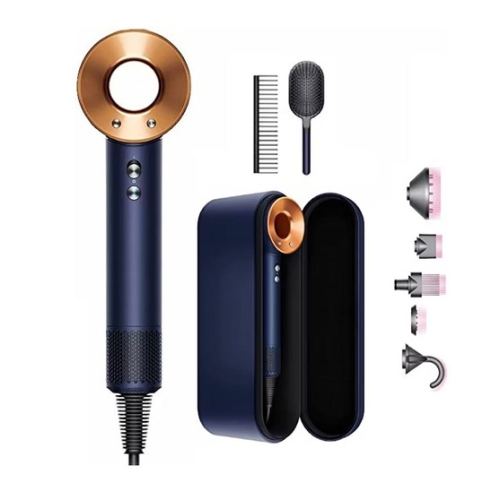 Sèche-cheveux Dyson Supersonic™ avec étui de présentation et ensemble de brosses - Bleu de Prusse et cuivre riche
