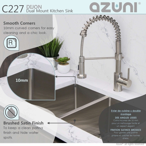 OPEN BOX A - Dual Mount 27" Stainless Steel Double-Bowl 60/40 Reversible Kitchen Sink with Grids and Basket Strainers C227