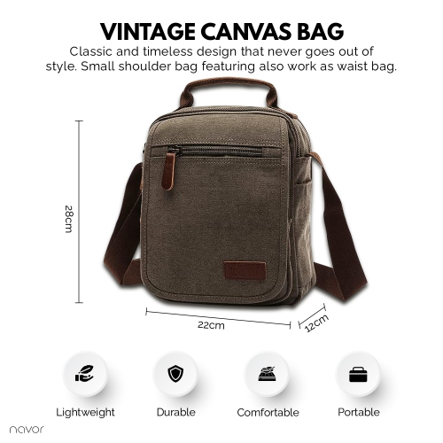 Petit sac messager en toile, sac à bandoulière sac à main vertical pour voyage travail d'affaires hommes femmes