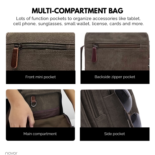 Petit sac messager en toile, sac à bandoulière sac à main vertical pour voyage travail d'affaires hommes femmes