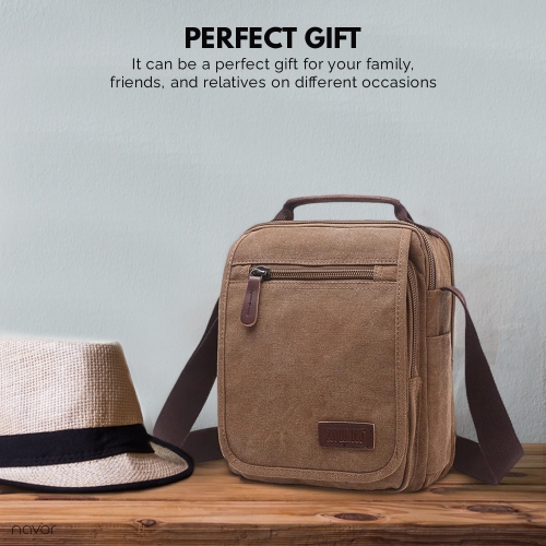 Small Canvas Messenger Bag, Crossbody Shoulder Bags Vertical Satchel Purse for Travel Work Business Men Women, Black