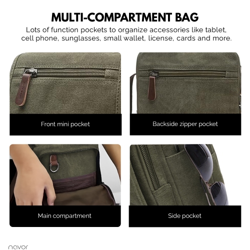 Small Canvas Messenger Bag, Crossbody Shoulder Bags Vertical Satchel Purse for Travel Work Business Men Women, Black