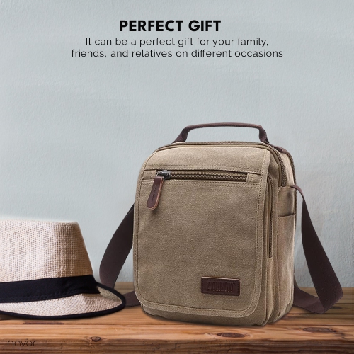 Small Canvas Messenger Bag, Crossbody Shoulder Bags Vertical Satchel Purse for Travel Work Business Men Women, Black