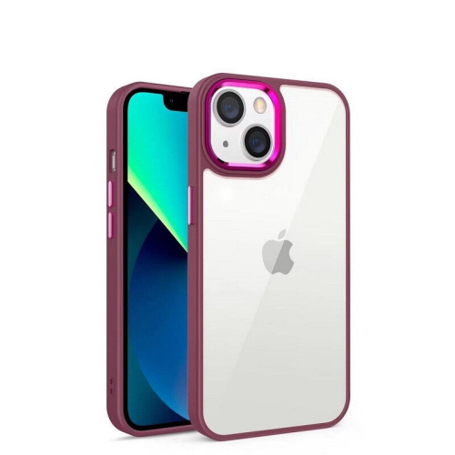 Image 1 of 5.. Transparent Back Matte Rubberized Hard PC Hybrid Case Cover for iPhone 14 Plus / iPhone 15 Plus, Wine