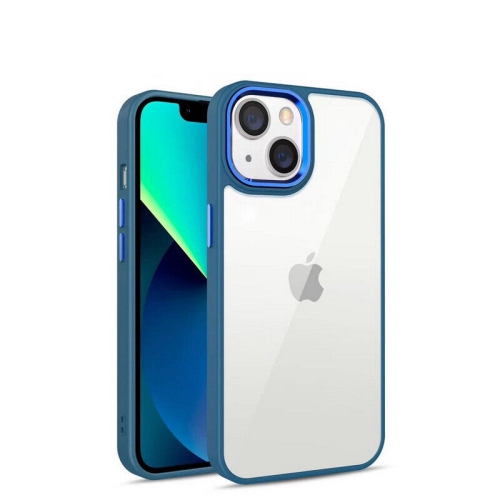 Image 1 of 5.. Transparent Back Matte Rubberized Hard PC Hybrid Case Cover for iPhone 14 Plus / iPhone 15 Plus, Blue
