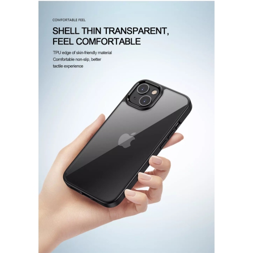 Transparent Back Matte Rubberized Hard PC Hybrid Case Cover for iPhone 14 Pro Max, Midnight Green