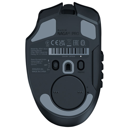 Souris de jeu optique Bluetooth de 30 000 ppp Naga V2 Pro de Razer - Noir