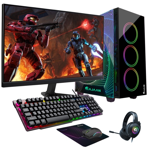 HAJAAN Gaming Desktop Computer PC | Liquid Cooled | 24 Inch Gaming Monitor | Intel i7 11700F Upto 4.90GHz | 32GB DDR4 RAM | 2TB SSD | GeForce RTX 305