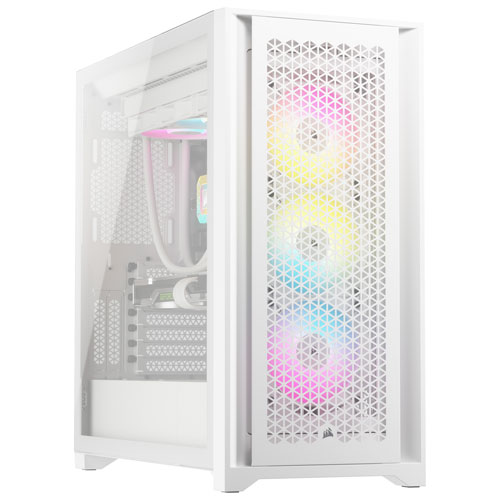 Tour d'ordinateur mi-haute ATX 5000D Airflow à éclairage RVB de Corsair - Blanc