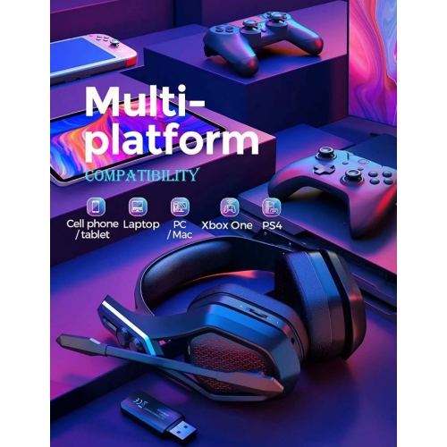 Open Box - Mpow Iron Pro Wireless Gaming Headset , Wired 3.5mm for Xbox & Wireless USB Over-Ear Headphones