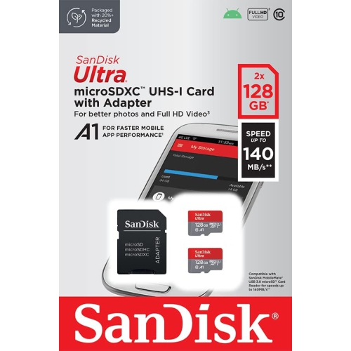 2-pack SanDisk 128GB Ultra Micro SDXC Memory Card - + Adapter