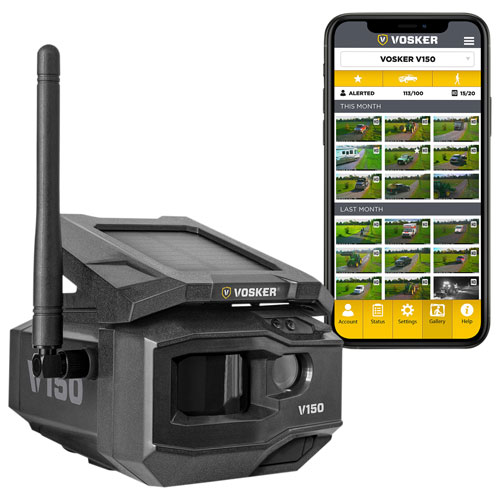 Caméra de surveillance d'extérieur sans fil HD 1080p V150 de Vosker - Noir