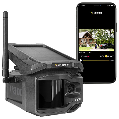 Caméra de surveillance d'extérieur sans fil HD 1080p V300 de Vosker - Noir