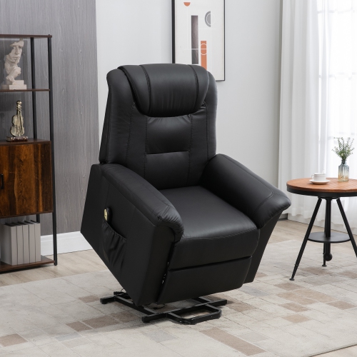 Fauteuil électrique à vérin électrique pour personnes âgées de HOMCOM, canapé inclinable en cuir PU avec repose-pieds et télécommande, pochettes