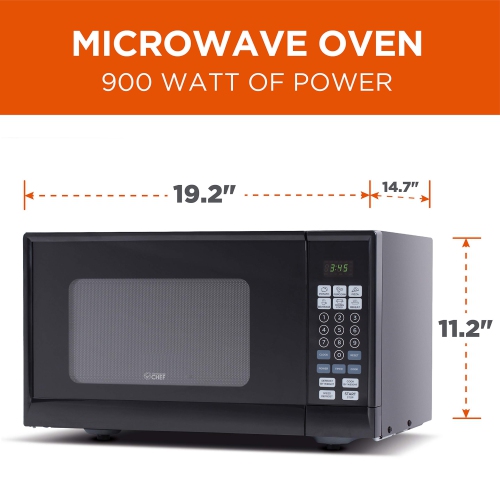 Commercial Chef Countertop Microwave Oven, 19.3 x 14.7 x 11.2 Inches, Black
