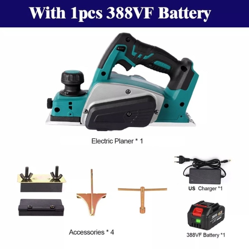 Cordless Planer 18V with Battery and Charger, Electric Hand Planer with 82mm Width and 2mm Depth, 15000rpm