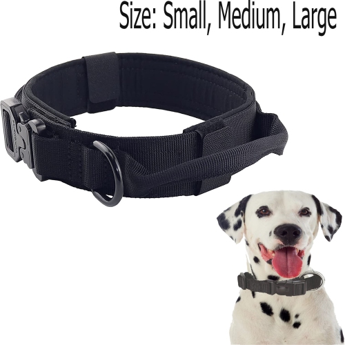 Collier de chien réglable en tissu de nylon avec boucle en métal robuste avec poignée de contrôle pour dressage de chien