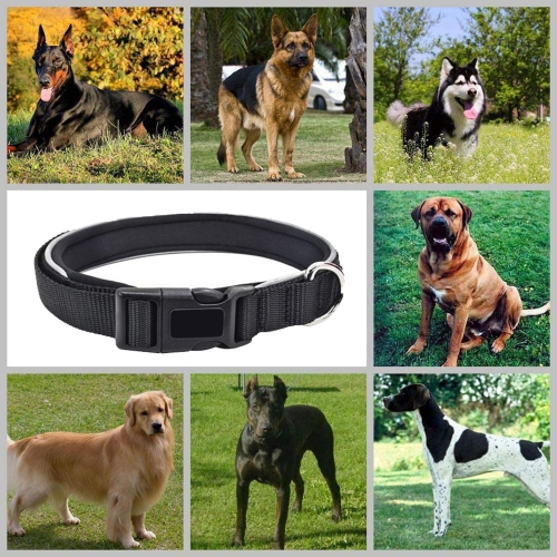 Collier de chien réglable en tissu de nylon avec boucle en métal robuste avec poignée de contrôle pour dressage de chien