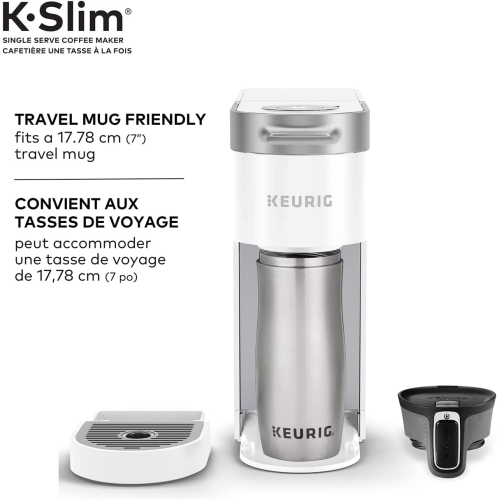 Keurig K-Slim Single Serve K-Cup Pod Coffee Maker, Featuring Simple Push Button Controls and Multistream Technology, White