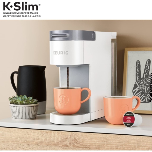 Keurig K-Slim Single Serve K-Cup Pod Coffee Maker, Featuring Simple Push Button Controls and Multistream Technology, White