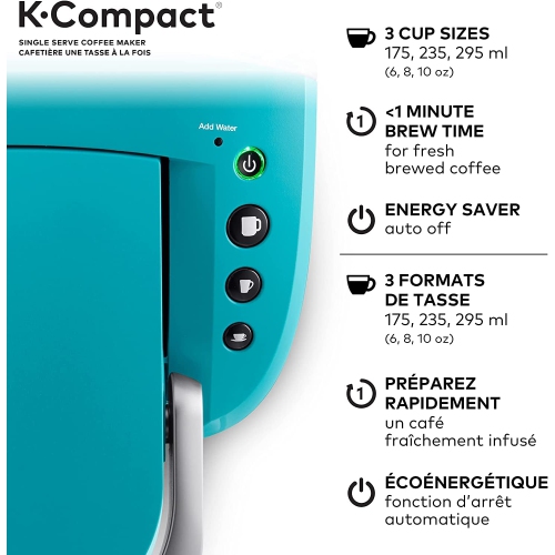 Keurig K-Compact Single K-Cup Pod Coffee Maker, 36 oz Turquoise