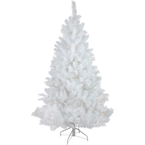 Pre-Lit White Alaskan Pine Artificial Christmas Tree - 7.5' - Warm White LED Lights