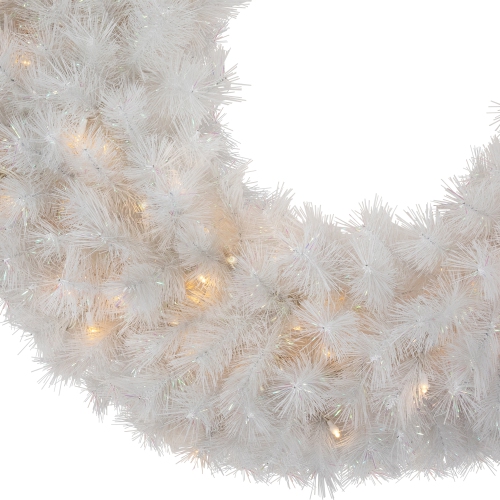 Pre-Lit White Alaskan Pine Artificial Christmas Wreath - 36" - Warm White LED Lights