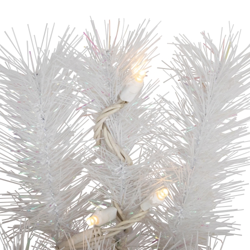 Pre-Lit White Alaskan Pine Artificial Christmas Wreath - 36" - Warm White LED Lights