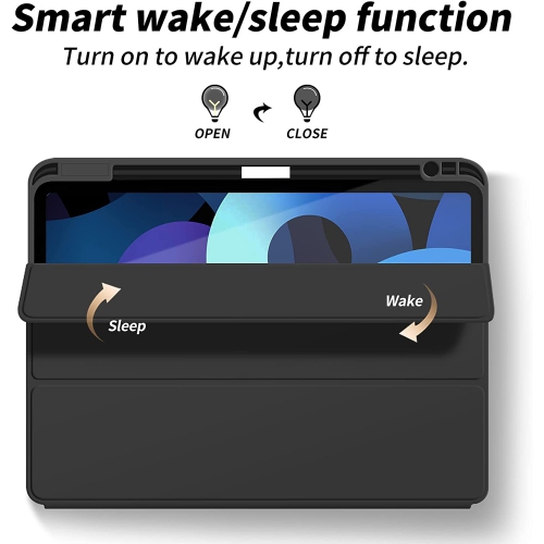 [CS] Slim Magnetic Smart Cover Stand Case with Auto Sleep/Wake & Pencil Holder for iPad 10th Gen. / iPad 11th Gen., Black