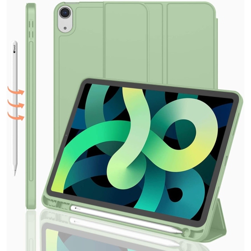Image 1 de 5.. [CS] Étui-support magnétique mince avec veille/réveil automatique et porte-stylet pour iPad 10ᵉ gén. / IPad 11ᵉ gén., vert