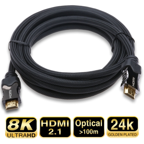 Image 1 de 10.. Câble HDMI UHD 8K tressé ultra haute vitesse DE 10 PI/3 m avec HDCP 2.2 eARC HDR