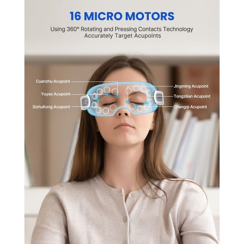 RENPHO Rhythm Eye Massager with 16 Vibration 5 Modes, Bluetooth Music Heated Massager, Vision Window, Eye Mask for Eye Fatigue Relief, Eye Strain & Better Sleep, Gray