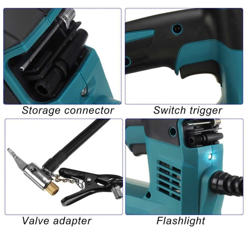 Car Air Compressor Pump Adapter Tire Inflator 18V Cordless Car Tire Pump with Rechargeable Li-ion Battery