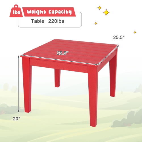 Gymax Kids Square Table Indoor Outdoor Heavy-Duty All-Weather Activity Play Table