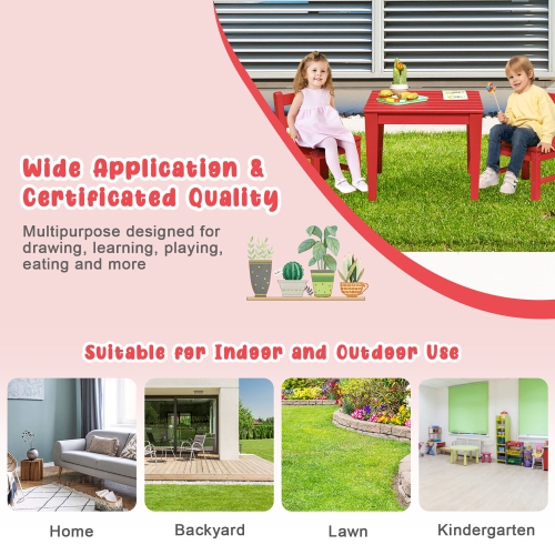 Gymax Kids Square Table Indoor Outdoor Heavy-Duty All-Weather Activity Play Table