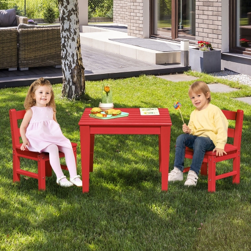 Gymax Kids Square Table Indoor Outdoor Heavy-Duty All-Weather Activity Play Table